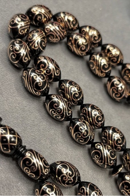 Altın İşlemeli Erzurum Oltu Tesbih – 10×15 mm, Koleksiyonluk Sanat Eseri, Kadir Çelebi Usta