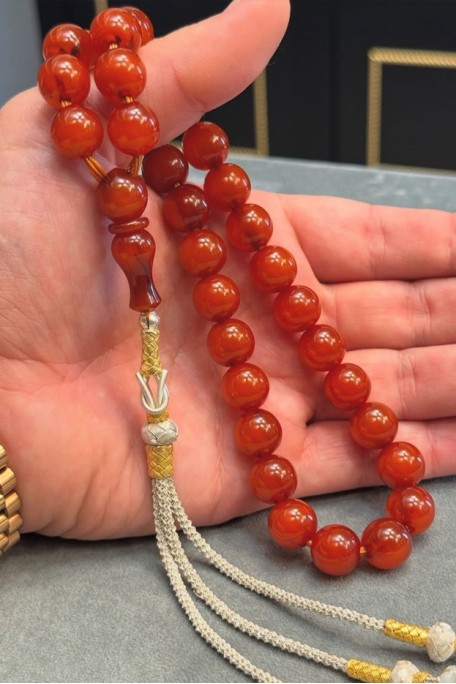 Osmanlı Sıkma Kehribar Tesbih – Traşlı, El Yapımı Koleksiyonluk Parça, Sinan Bülbül Usta