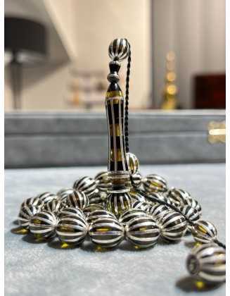 Gold Kaplama Oltu Taşı Tesbih 37