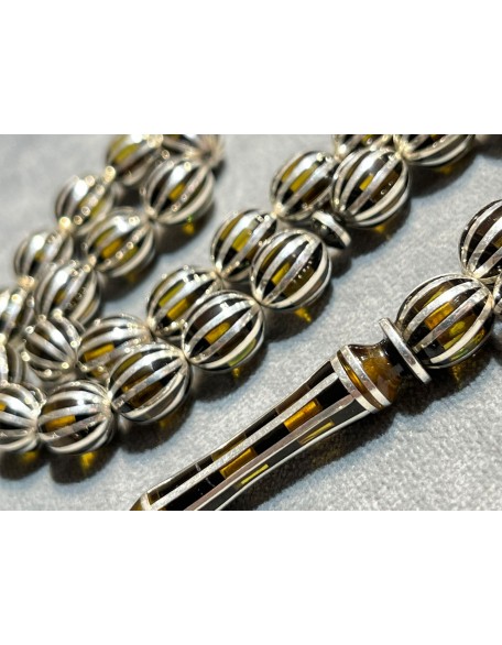 Gold Kaplama Oltu Taşı Tesbih 37